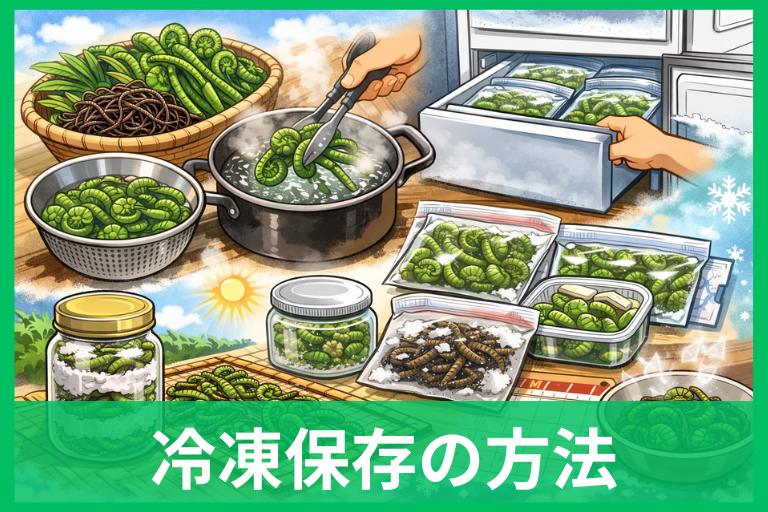 ぜんまいの冷凍保存はこれで完璧！下処理から保存期間・解凍まで