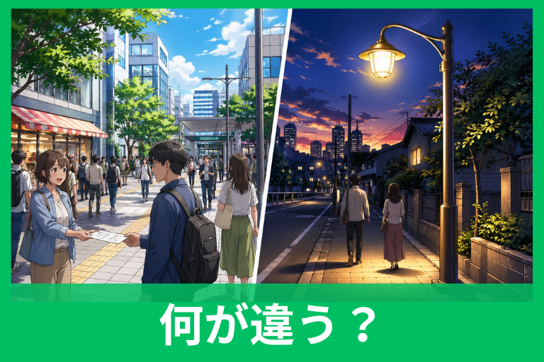 「街頭」と「街灯」の違いは？意味・使い分け・例文までわかりやすく解説