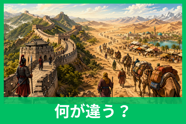 万里の長城とシルクロードの違いを一発理解！守る壁とつなぐ道から見える中国史