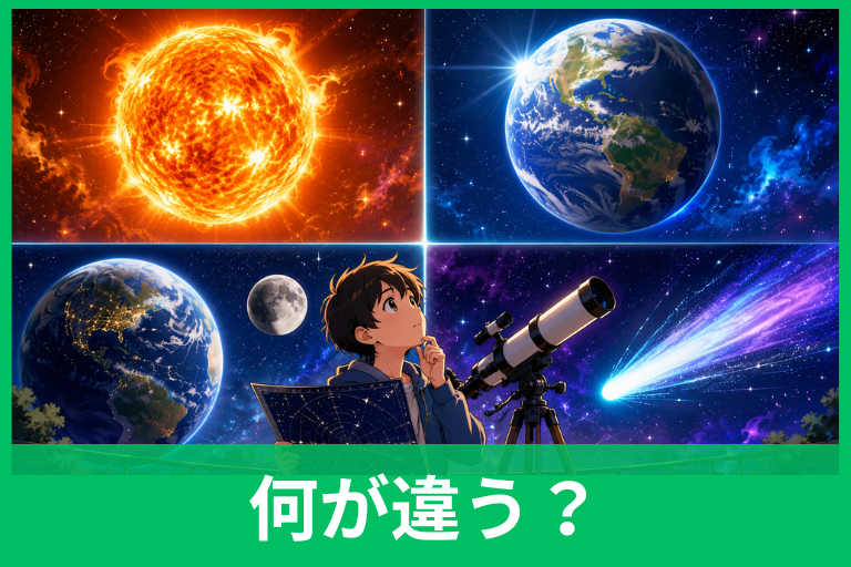 恒星・惑星・衛星・彗星の違いとは?太陽・地球・月でわかる天体の見分け方