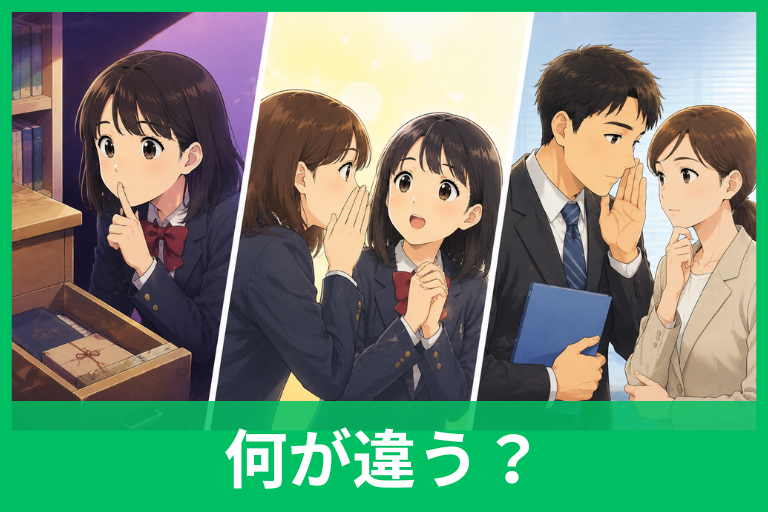 秘密・内緒・内密の違いとは？意味と使い分けを例文でわかりやすく解説
