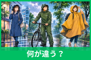 レインコート・カッパ・ポンチョはどう違う？雨の日に失敗しない選び方