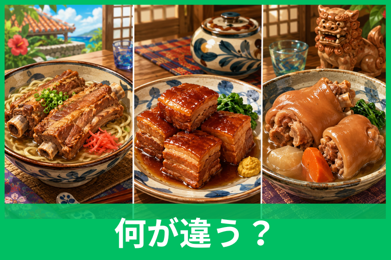 ソーキ・ラフテー・てびちの違いは?部位・味・食感から沖縄そばでの選び方まで解説