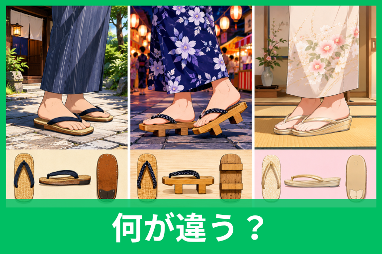 雪駄・下駄・草履の違いを徹底比較！見分け方と正しい使い分けをやさしく解説