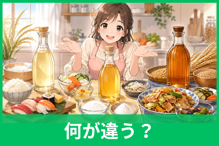 カンタン酢・米酢・穀物酢の違いは？味・使い方・代用方法を徹底比較