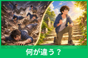 「七転八倒」と「七転び八起き」の違い！どう使い分ける？意味・読み方・例文までやさしく解説